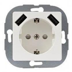Steckdose mit erhöhtem Berührungsschutz und 2-fach USB-Modul - Serie PrimaLuxe - DÜWI weiß - (21,57 Euro)