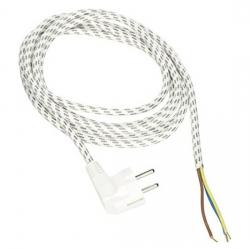 Bügeleisen-Textilgeflecht-Kunststoff-Kabel-Zuleitung - 3 m Kabellänge - KOPP weiß / schwarz - (14,47 Euro)