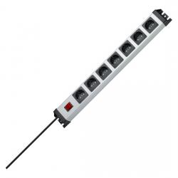 7-fach - POWERversal - anschraubbare Steckdosenleiste - mit beleuchtetem Schalter - KOPP silber-schwarz - (48,94 Euro)
