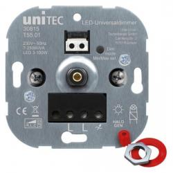 Universal-LED-Dimmer-Einsatz einzeln - Phasenanschnitt oder Phasenabschnitt - (nur für Ersatzbedarf) - UNITEC 7-250 W/VA - LED 3-100 W - ohne Abdeckung - (77,66 Euro)