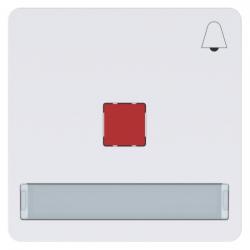 Flächenwippe mit Linse und Klingel-Symbol und Beschriftungsfeld - Serie Evingsen - PRESTO-VEDDER ultraweiß (ähnlich RAL 9010) - mit roter Linse - (5,19 Euro)