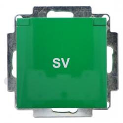 Steckdosen-Einsatz mit Klappdeckel und Aufdruck SV - Serie Evingsen - PRESTO-VEDDER grün - (11,30 Euro)