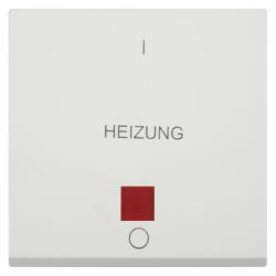 Flächenwippe mit roter Linse und Aufdruck Heizung - Serie Format - SOLOGIC - N & L signalweiß - (3,32 Euro)