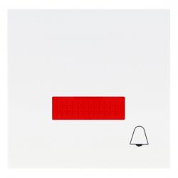 Flächenwippe mit Linse und Klingel-Symbol - Serie Rüthen - PRESTO-VEDDER ultraweiß (ähnlich RAL 9010) - mit roter Linse - (2,59 Euro)