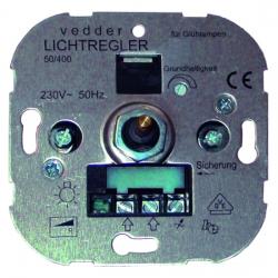 Dreh-Dimmer-Einsatz für Glüh-/HV-Halogenlampen - mit Druck-Wechselschalter - 60 W - 400 W - PRESTO-VEDDER 