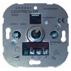 Dreh-Dimmer-Einsatz für Glüh-/HV-Halogenlampen - mit Druck-Wechselschalter - 60 W - 600 W - PRESTO-VEDDER 