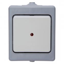 Kontrollschalter (A/W) beleuchtet mit Glimmlampe - AP-Feuchtraum - Serie Standard IP 44 - KOPP grau - (11,43 Euro)