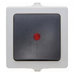 Kontrollschalter (A/W) beleuchtet mit Glimmlampe - AP-Feuchtraum - Serie Nautic IP 44 - KOPP grau - (13,24 Euro)