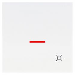 Flächenwippe mit Linse und Licht-Symbol - Serie Eslohe - PRESTO-VEDDER ultraweiß (ähnlich RAL 9010) - mit roter Linse - (2,59 Euro)