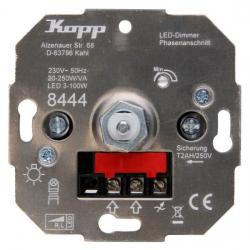 Dreh-LED-Dimmer mit Druck-Wechselschalter für konv. Trafos - 20-250 W/VA - LED 3-100 W - Einsatz einzeln - (nur für Ersatzbedarf) - KOPP 