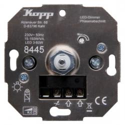 Dreh-LED-Dimmer mit Druck-Wechselschalter für elektr. Trafos - 15-150 W/VA - LED 3-50 W - Einsatz einzeln - (nur für Ersatzbedarf) - KOPP ohne Abdeckung - (99,01 Euro)