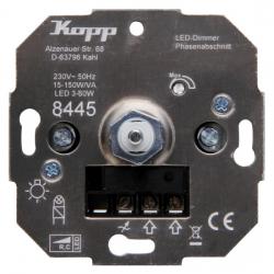Dreh-LED-Dimmer-Einsatz mit Druck-Wechselschalter für elektr. Trafos - 15-150 W/VA - LED 3-50 W - KOPP 