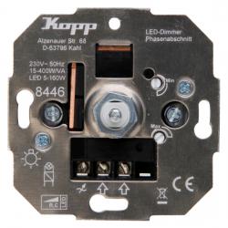 Dreh-LED-Dimmer-Einsatz mit Druck-Wechselschalter für elektr. Trafos - 15-450 W/VA - LED 5-150 W - KOPP ohne Abdeckung - (107,14 Euro)