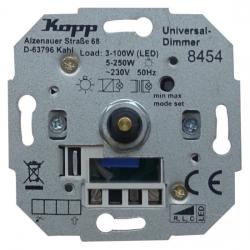 Dreh-Universal-LED-Dimmer mit Druck-Ausschalter - Phasenan-/ Phasenabschnitt - 5-250 W/VA - LED 3-100 W - Einsatz einzeln - KOPP ohne Abdeckung - (85,17 Euro)