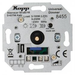 Druck-Dreh-Universal-LED-Dimmer-Einsatz - mit Nebenstelleneingang - Phasenan-/ Phasenabschnitt - max. 300 W/VA - LED 3 - 170 W - KOPP 
