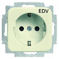 Steckdosen-Einsatz mit Aufdruck EDV und erhöhtem Berührungsschutz - Serie Busch-Duro 2000 SI/SI Linear - BUSCH-JAEGER weiß (cremefarbenes elektroweiß) - (10,89 Euro)