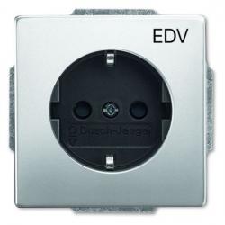 Steckdosen-Einsatz mit Aufdruck EDV und erhöhtem Berührungsschutz - Serie Pur Edelstahl - BUSCH-JAEGER 