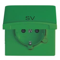 Steckdosen-Einsatz mit Klappdeckel und Aufdruck - Serie Allwetter 44 - BUSCH-JAEGER mit Aufdruck SV- grün RAL 6032 - (30,65 Euro)