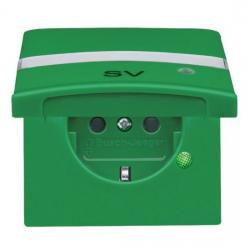Steckdosen-Einsatz mit Klappdeckel, Beschriftungsfeld und LED Kontrolllicht - Serie Allwetter 44 - BUSCH-JAEGER mit Aufdruck SV- grün RAL 6032 - (37,76 Euro)