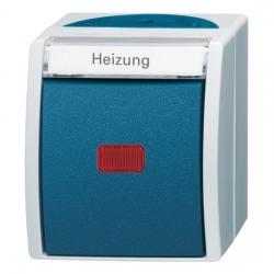 Heizungs-Schalter (Kontroll-Aus/Wechselschalter) - AP-Feuchtraum - Serie Ocean IP 44 - BUSCH-JAEGER grau/blaugrün - (31,97 Euro)