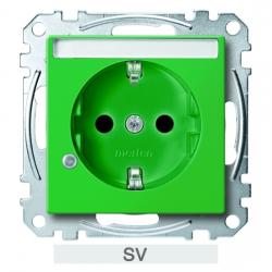 Steckdosen-Einsatz für Sonderstromkreise mit Schriftfeld und Kontrolllicht - System M - MERTEN grün / SV (Thermoplast glänzend) - (27,32 Euro)