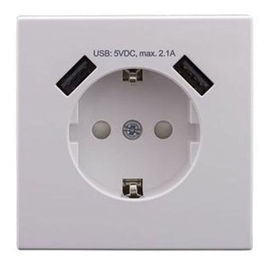 REV USB-Ladegerät Zwischenstecker (Weiß, 2 USB-Anschlüsse)